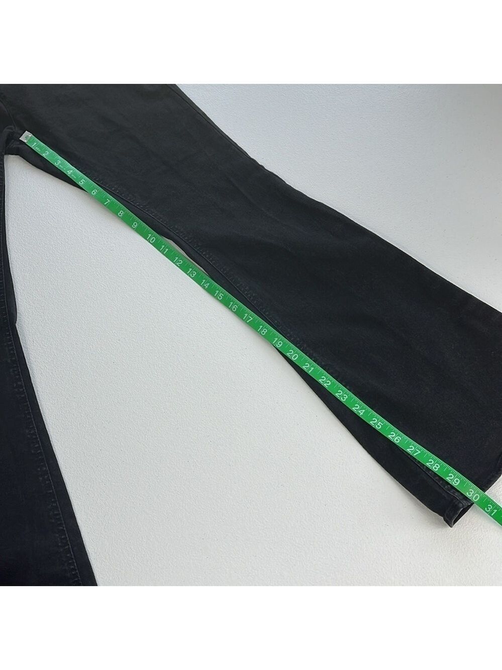 Jeans Skinny Flare Elastic Waist Pull On High Rise Stretch Denim Black 30 - Picture 10 of 11